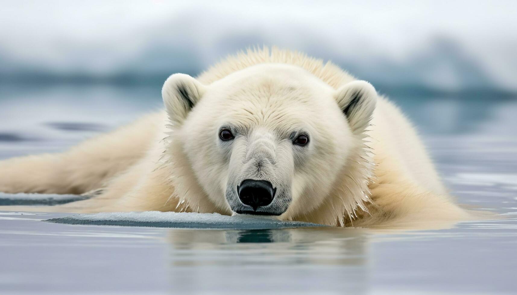 schattig panda in arctisch natuur, op zoek Bij camera, nat vacht gegenereerd door ai foto