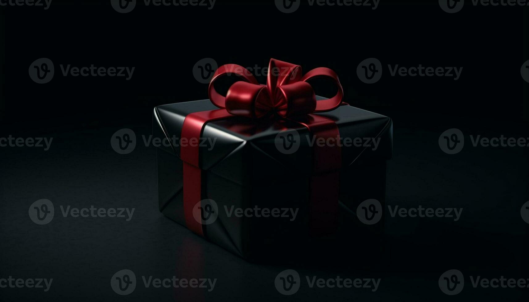 een glimmend geschenk doos verpakt in zwart papier voor een verjaardag viering gegenereerd door ai foto