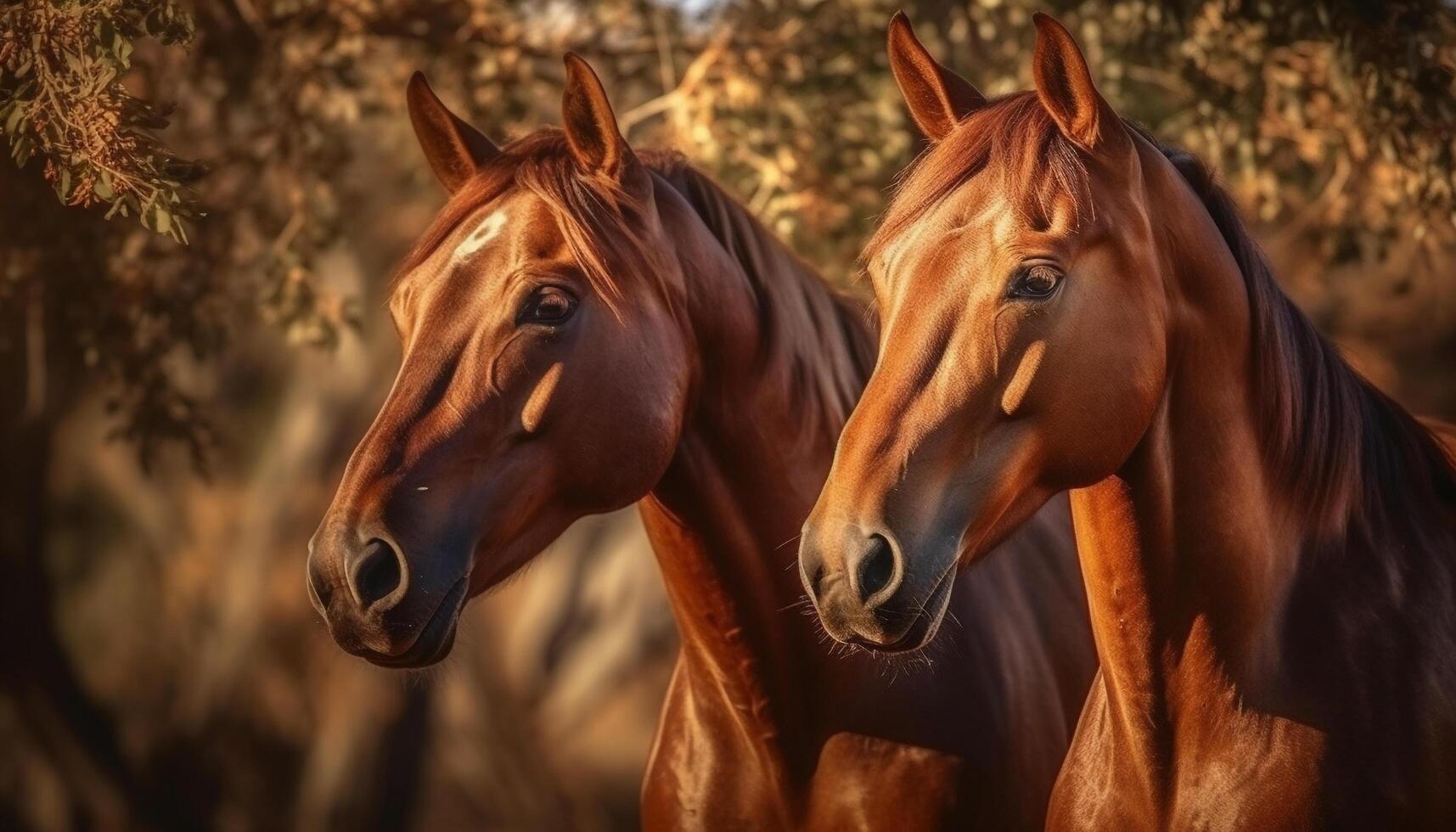 paard begrazing in weide, genieten van de schoonheid van natuur gegenereerd door ai foto