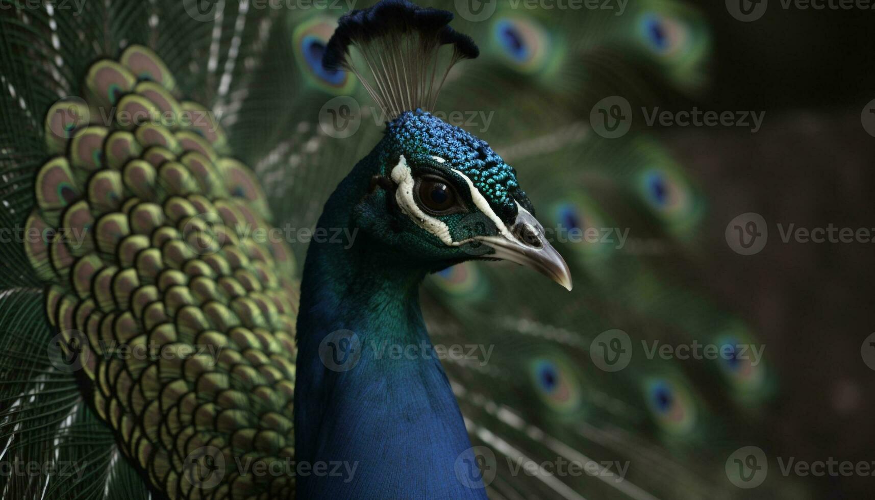 majestueus Pauw wordt weergegeven levendig kleuren in natuur elegant portret gegenereerd door ai foto