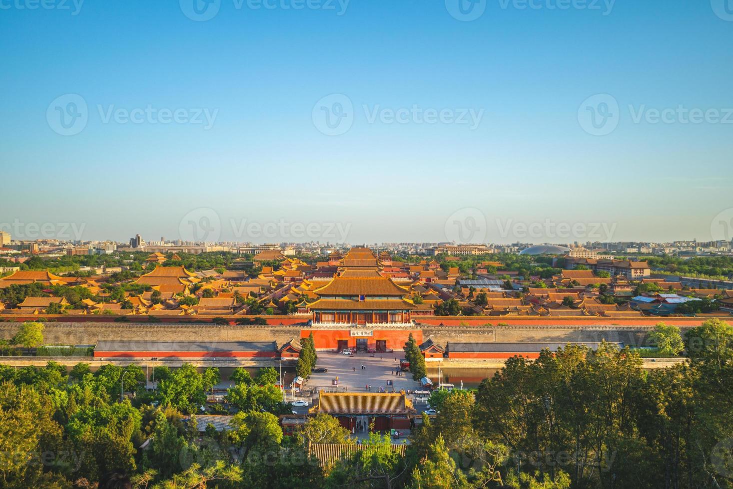 de verboden stad gezien vanaf de Jingshan-heuvel, Peking, China foto