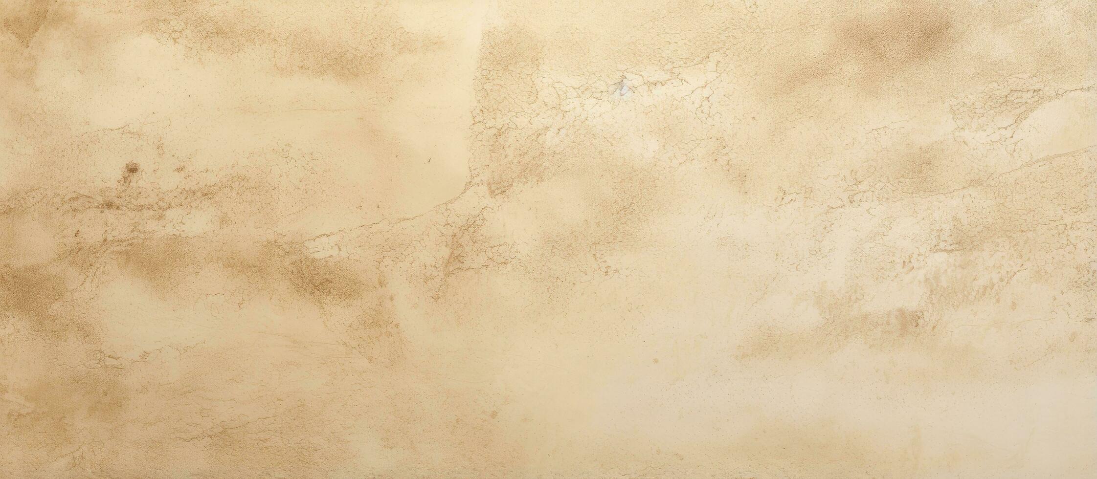 dichtbij omhoog van een wijnoogst bruin papier structuur Aan een duidelijk room kleur cement muur presentatie van beige en licht bruin tinten van natuurlijk steen foto