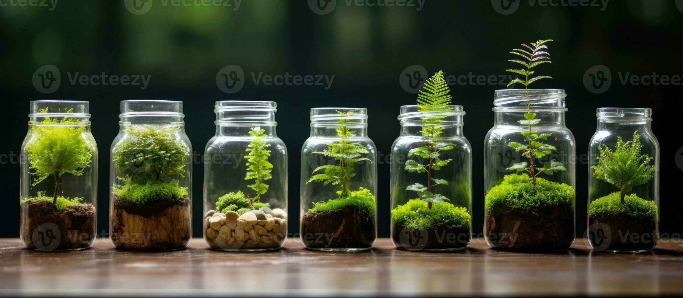 terrarium potten met miniatuur Woud ecosystemen bevorderen aarde behoud bonsai en terrarium sets foto