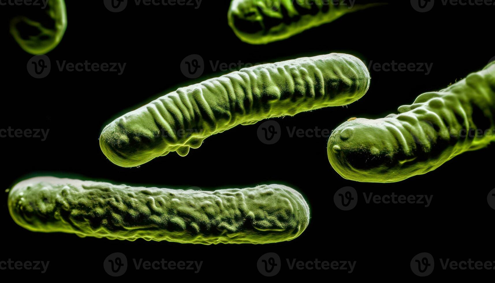 uitvergroot beeld van micro-organismen - bacterie en virussen - generatief ai foto