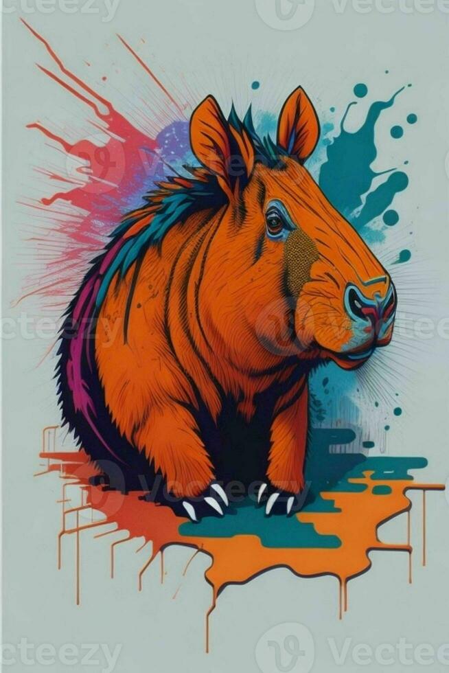 een gedetailleerd illustratie van een capibara voor een t-shirt ontwerp, behang, en mode foto