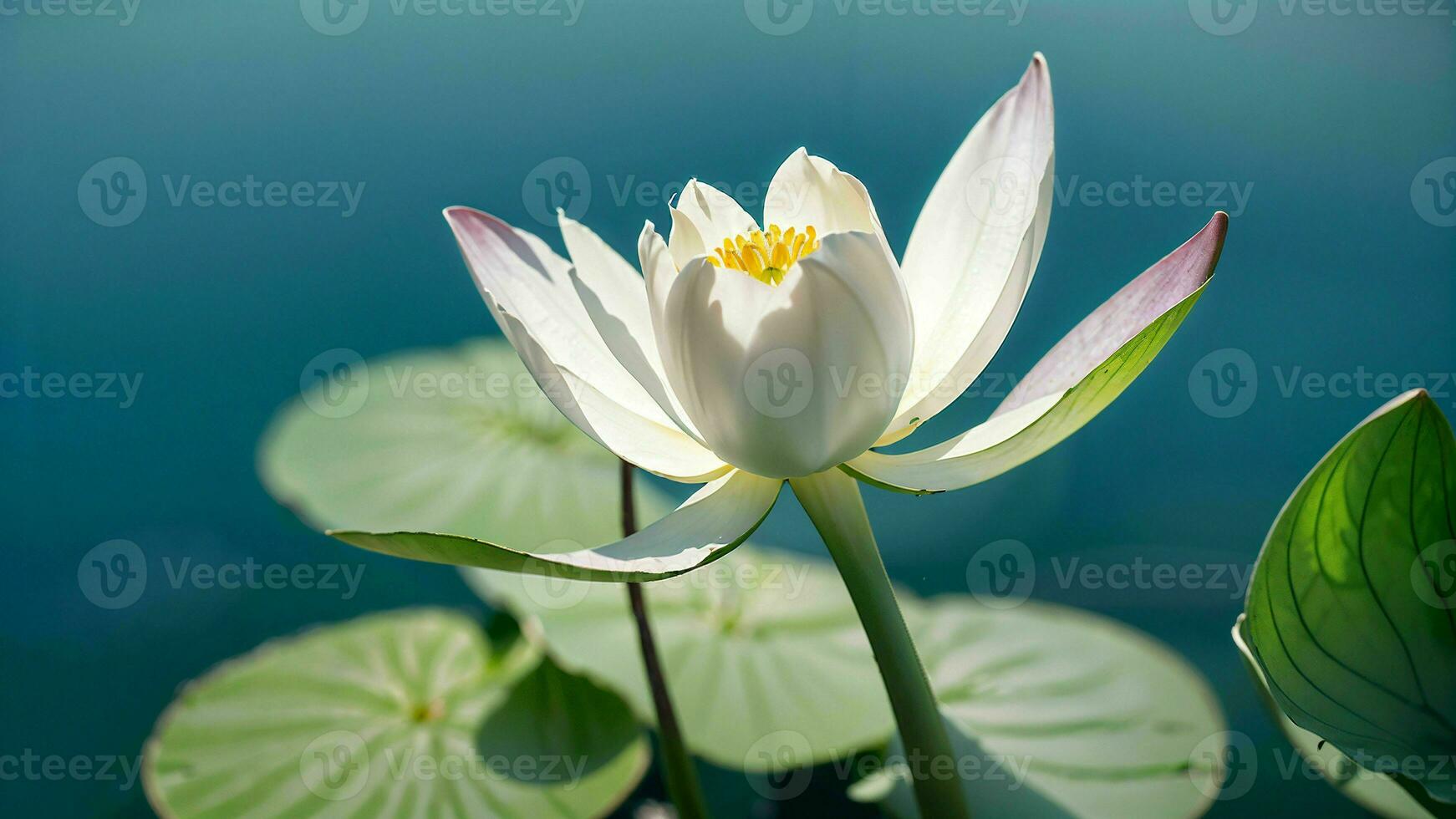 detailopname van een mooi Waterlelie bloem in de blauwachtig wateren ai gegenereerd foto