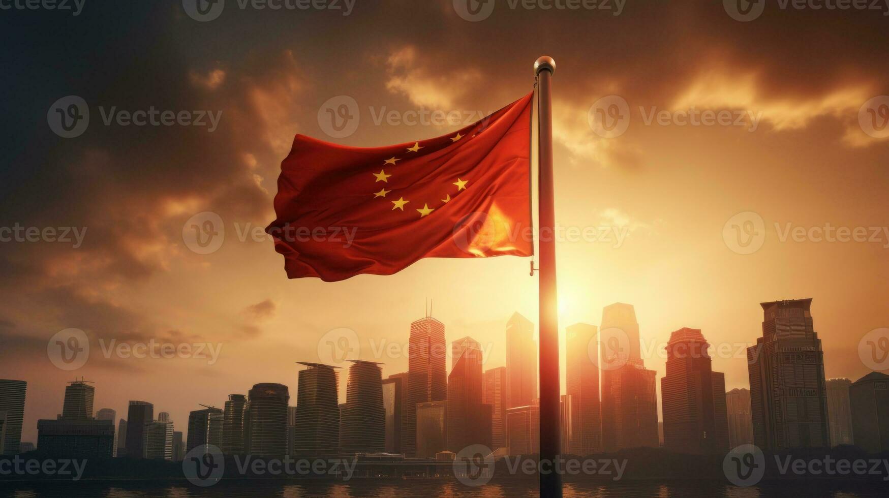 Chinese nationaal vlag, de nationaal dag van de mensen republiek van China Aan oktober 31e, verjaardag van de Chinese mensen en de Super goed viering van de mensen republiek van china.generatief ai foto