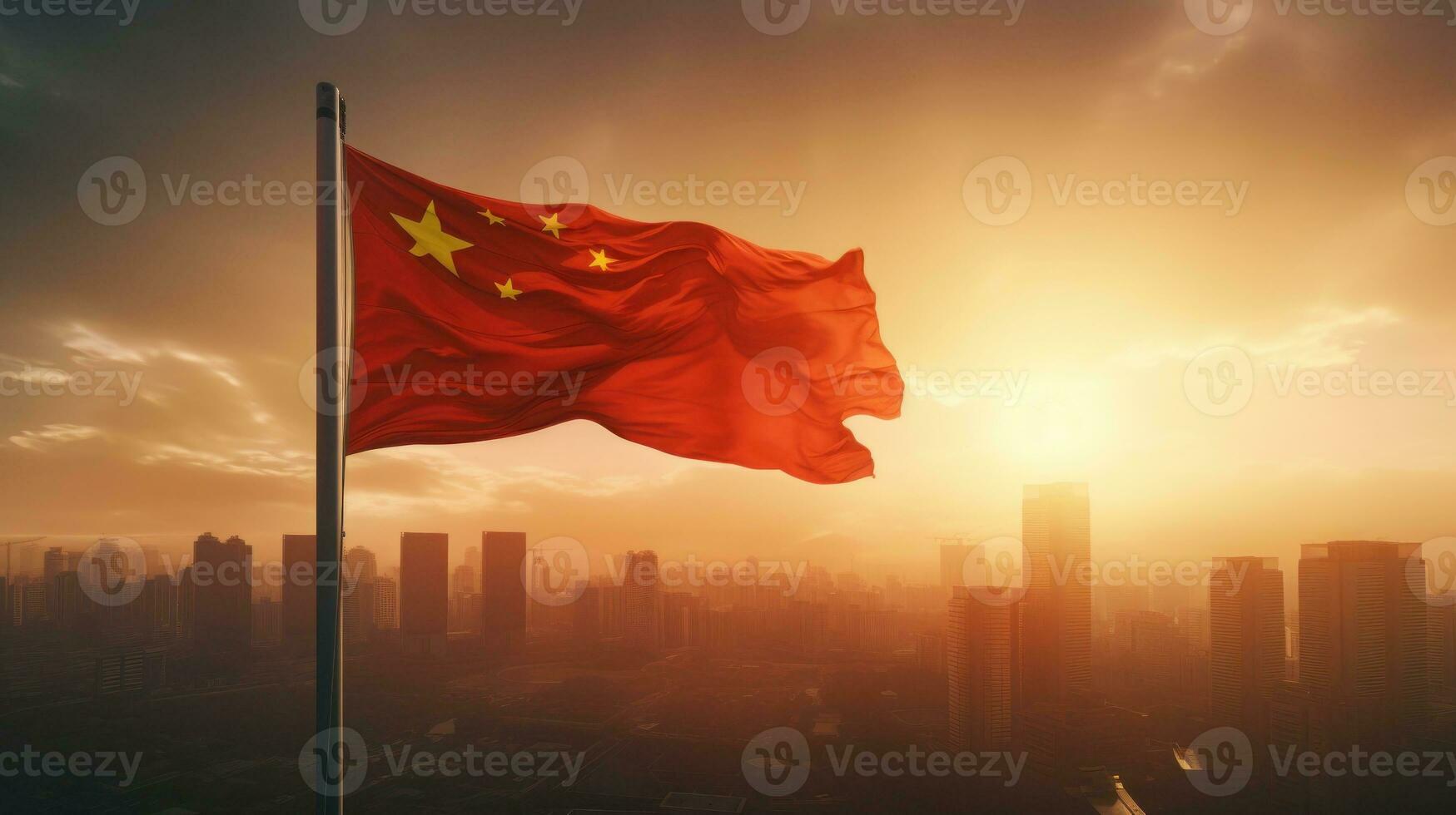 Chinese nationaal vlag, de nationaal dag van de mensen republiek van China Aan oktober 31e, verjaardag van de Chinese mensen en de Super goed viering van de mensen republiek van china.generatief ai foto