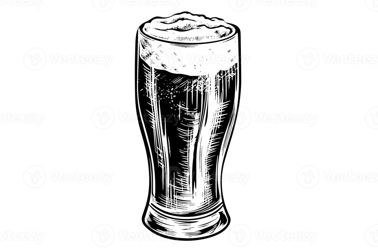 glas van bier gravure stijl. hand- getrokken zwart kleur wijnoogst vector illustratie. foto