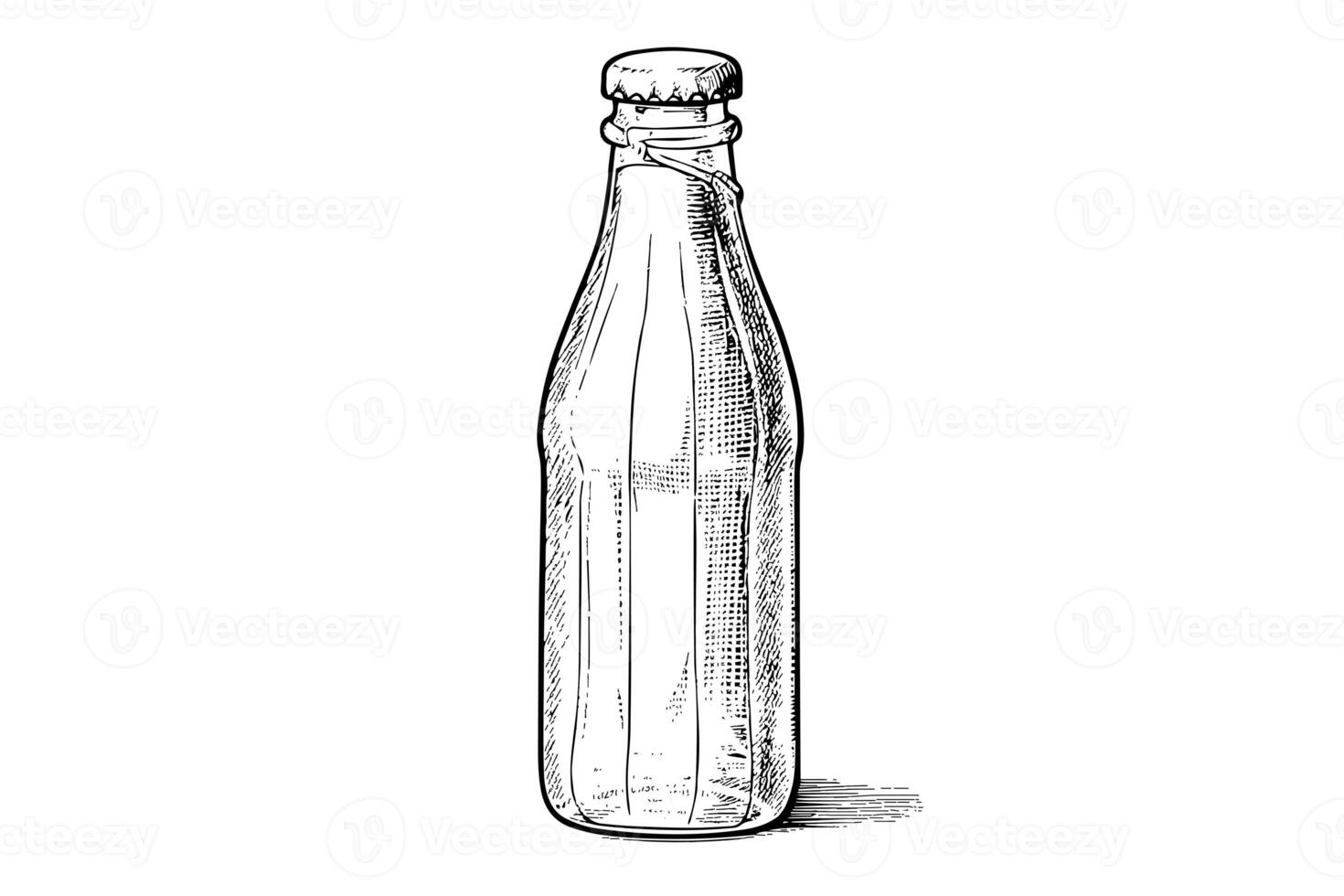 glas fles van Frisdrank. inkt schetsen van cola hand- getrokken wijnoogst vector illustratie foto