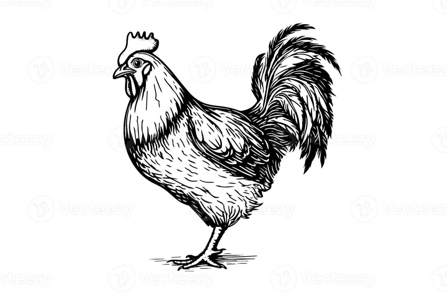 kip of kip getrokken in wijnoogst gravure stijl vector illustratie foto