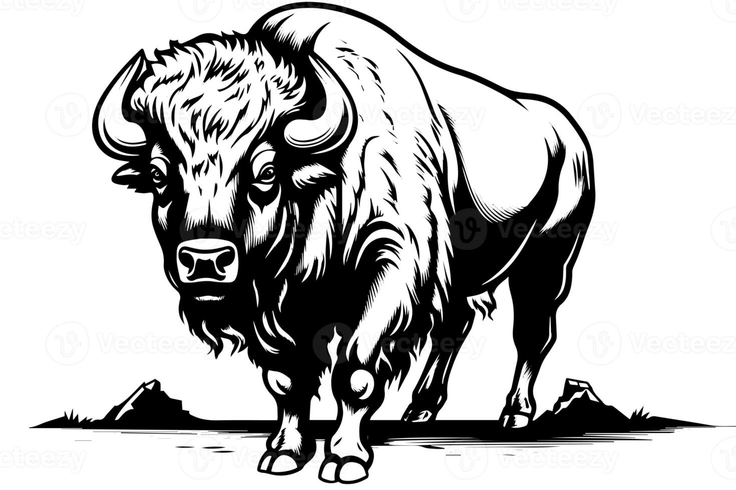 hand- getrokken buffel. vector illustratie van stier inkt schetsen gravure stijl. foto