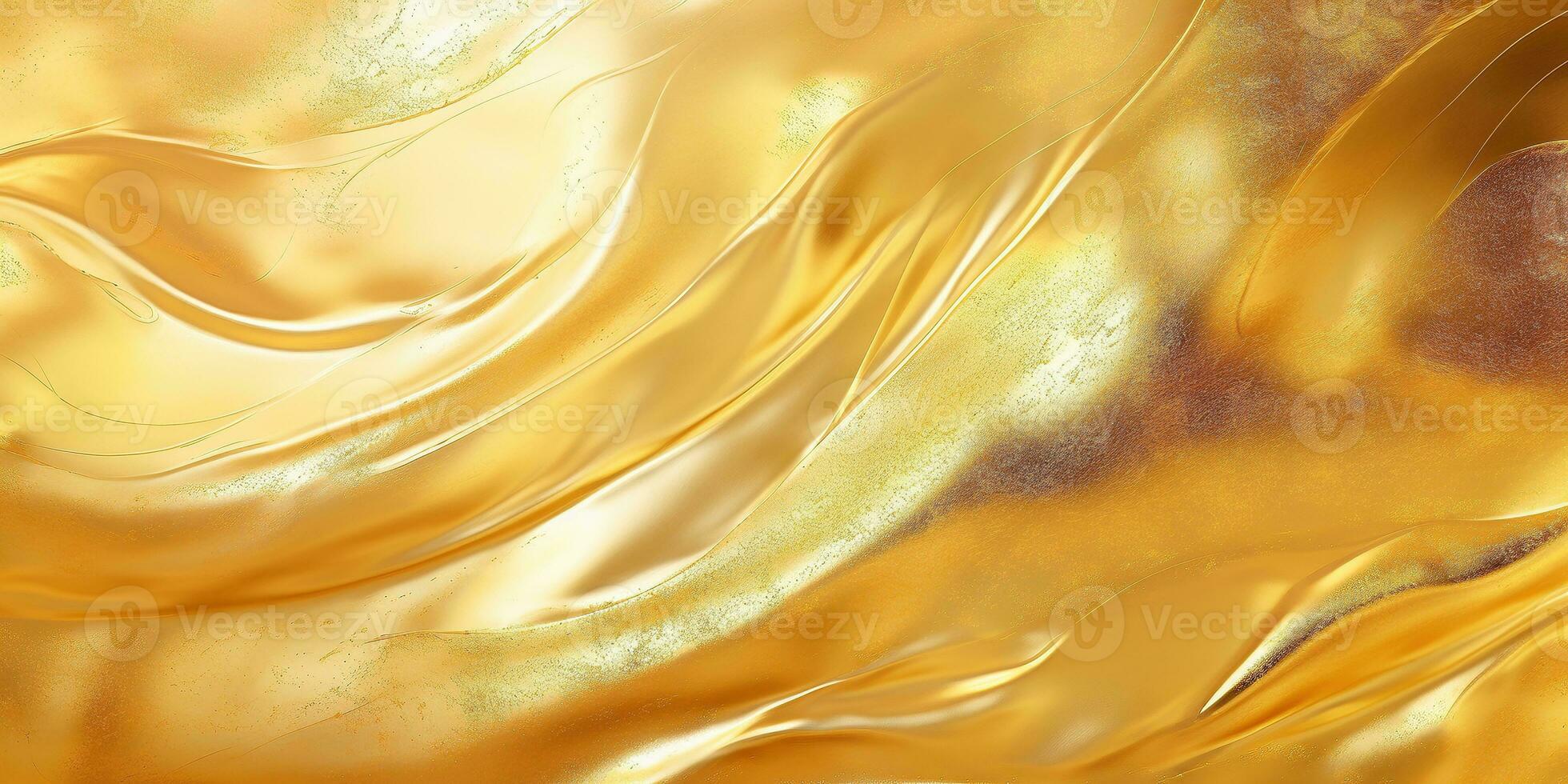 gouden vloeistof achtergrond. vloeistof geel metaal behang. aantrekkingskracht kolken goud textuur. 3d golvend stromen abstractie. foto