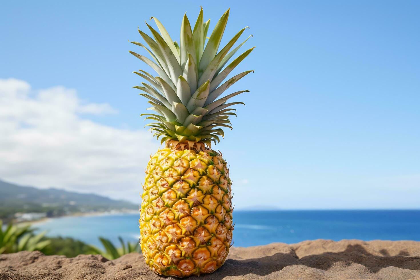 rijp geel ananas met de stekelig kroon foto