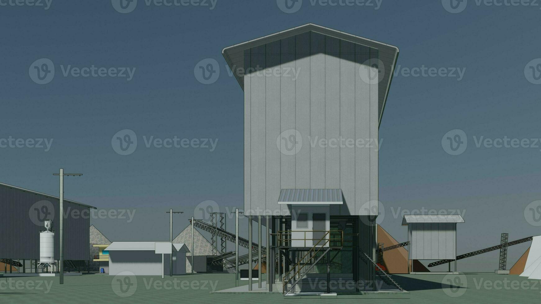 3d illustratie van industrieel gebouw foto