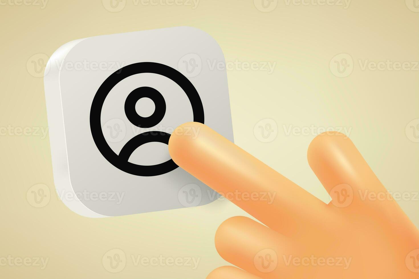 hand- drukken knop met account symbool. 3d vector illustratie foto