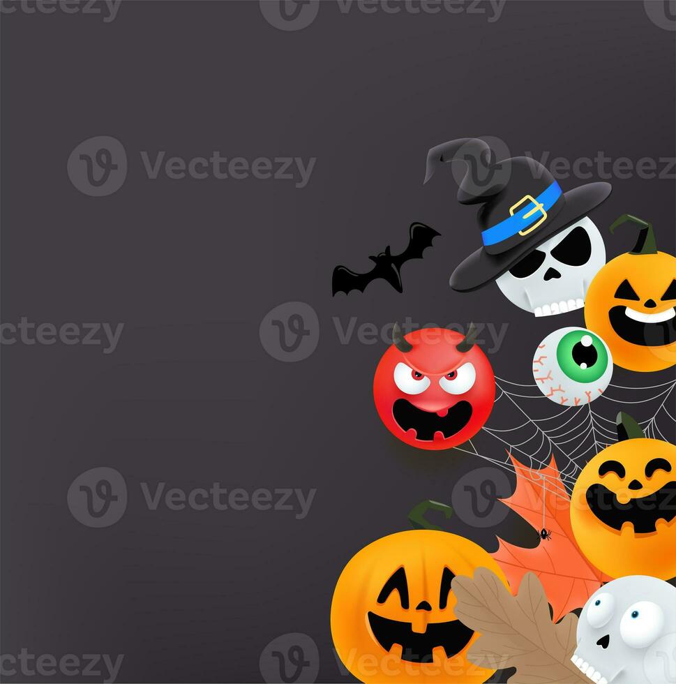 halloween-verkoopbanner. halloween-banner met schattige karakters foto