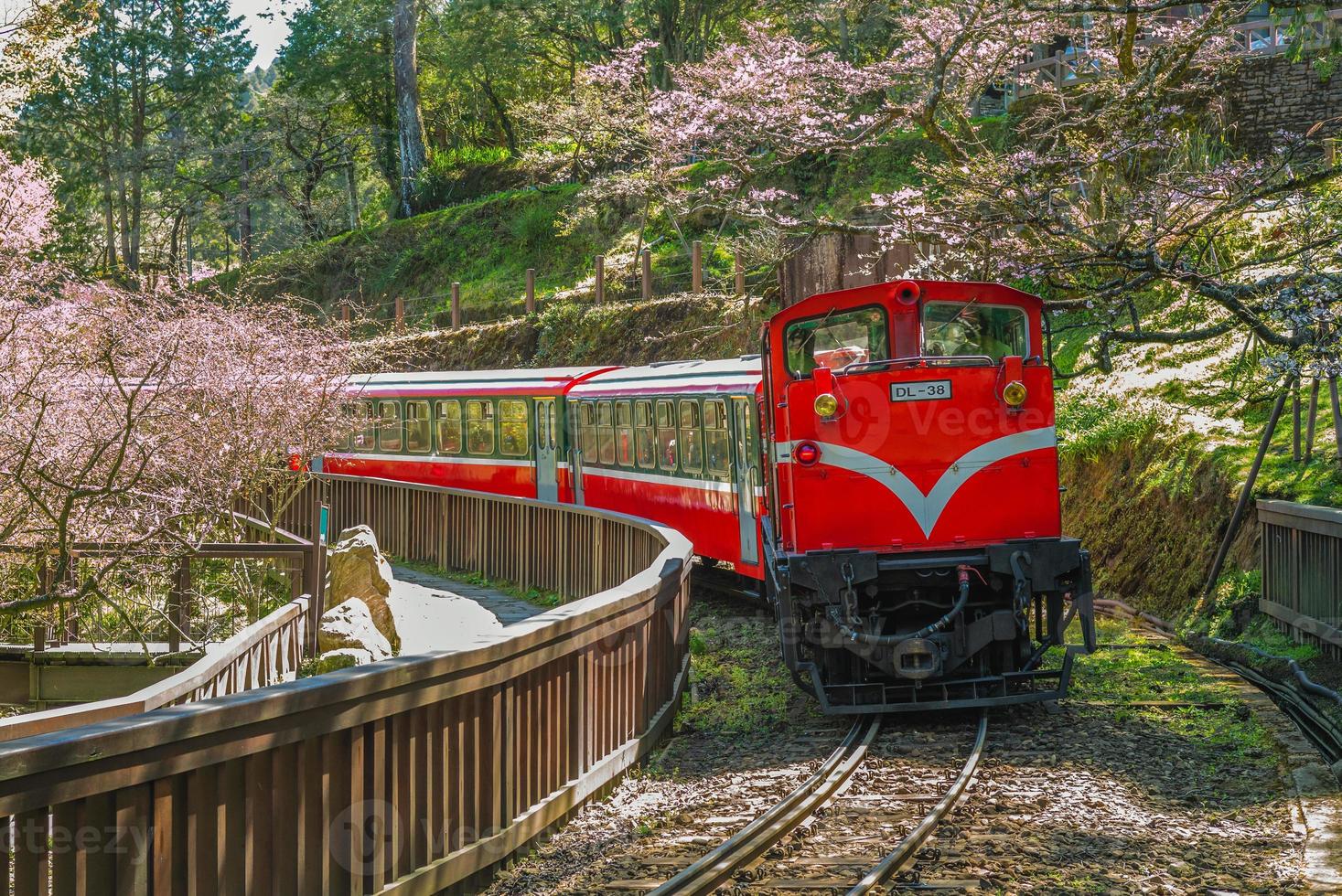 spoorweg in alishan forest recreatiegebied, taiwan foto