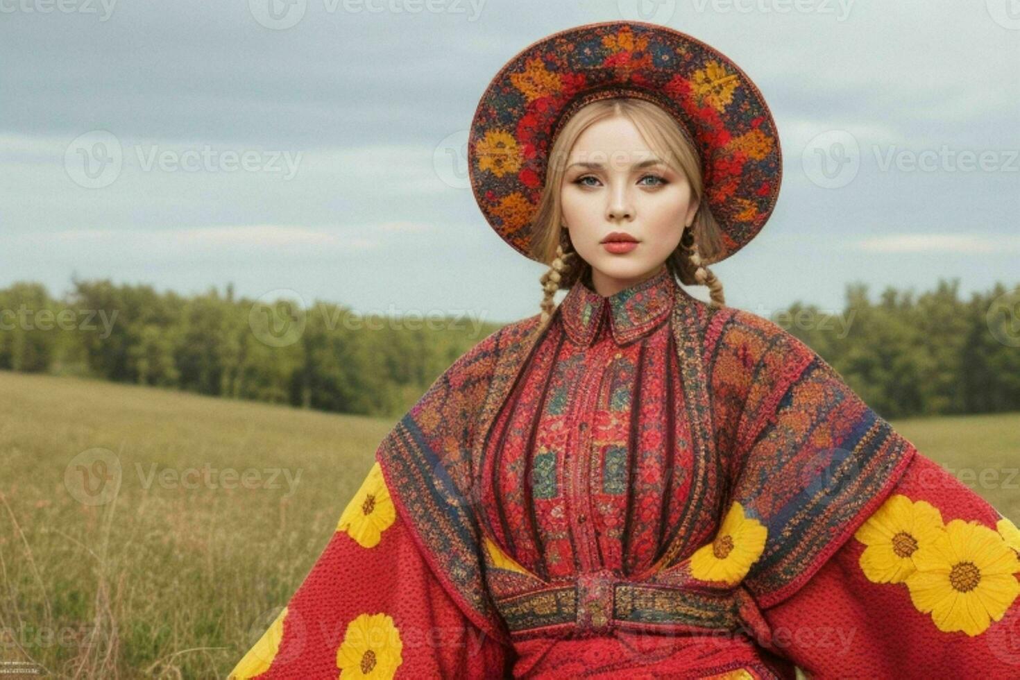 portretten van modieus mooi Dames in traditioneel kleren foto