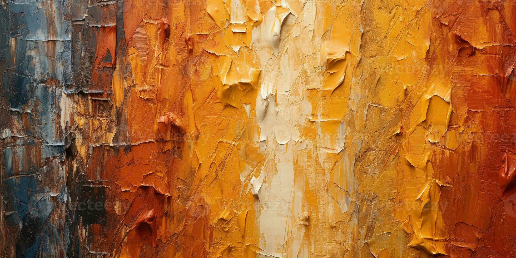 generatief ai, detailopname van impasto abstract ruw herfst kleuren kunst schilderij textuur, oranje vallen achtergrond foto