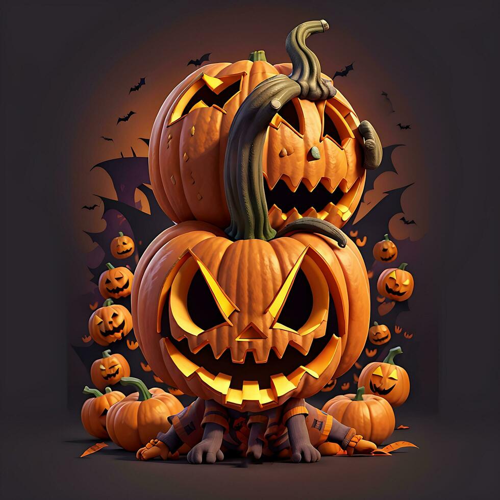 halloween achtergrond pompoen eng t overhemd ontwerp, ai gegenereerd foto