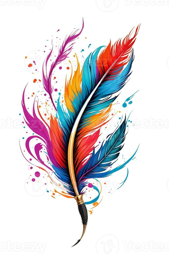grafisch kleurrijk pen voor schrijven vogel veer foto