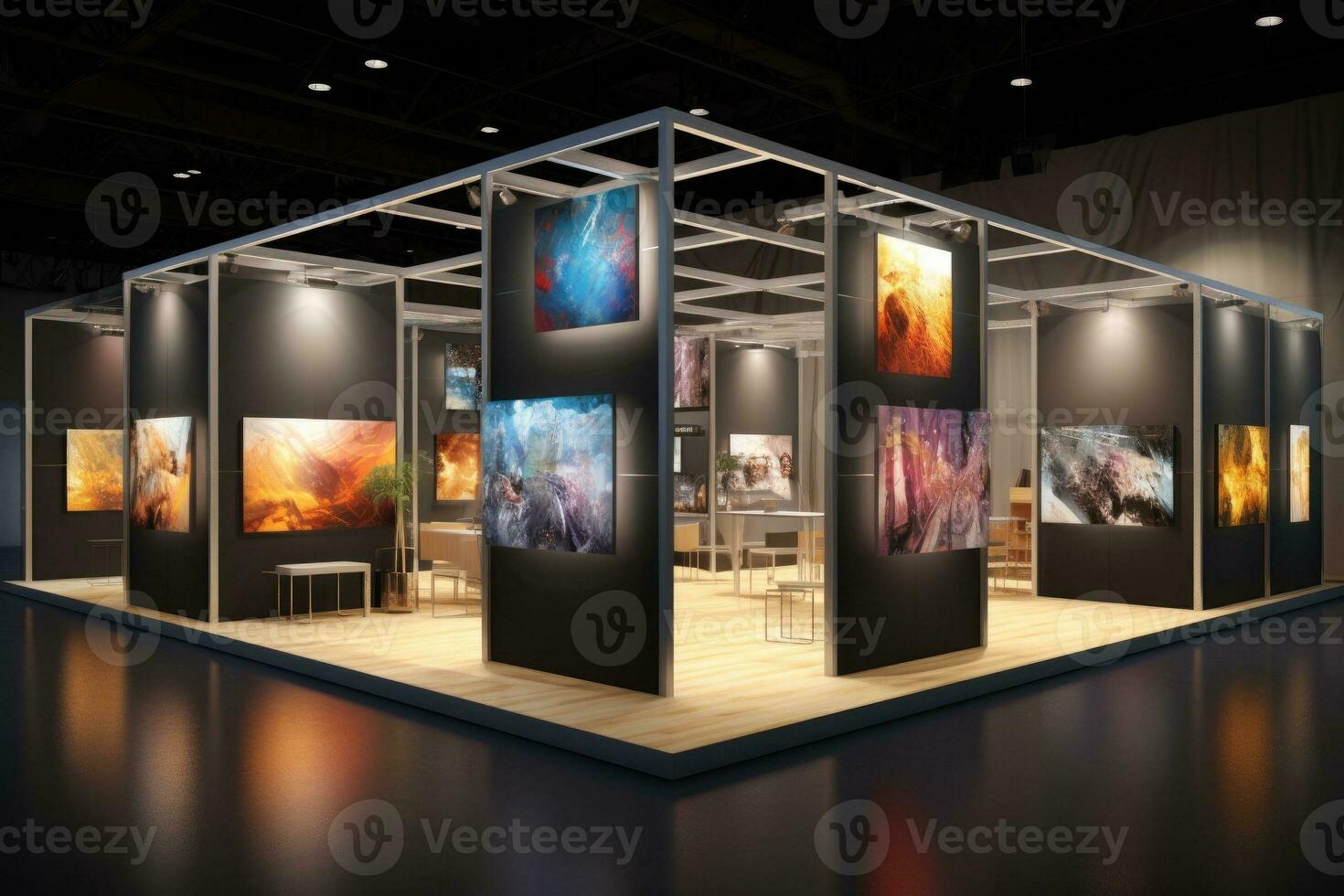 creëren exposeren stand staan ruimte. foto