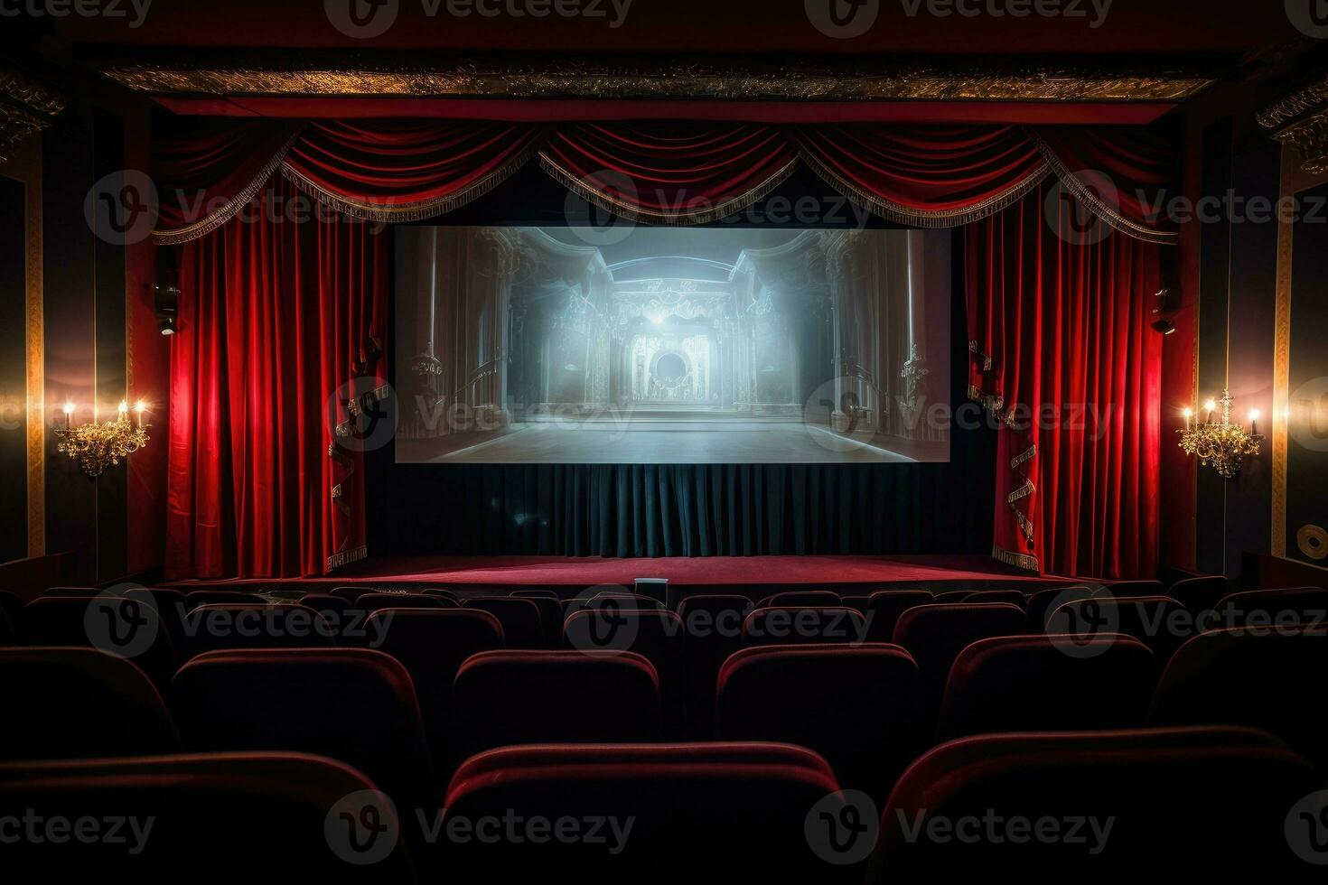 leeg film theater en scherm foto