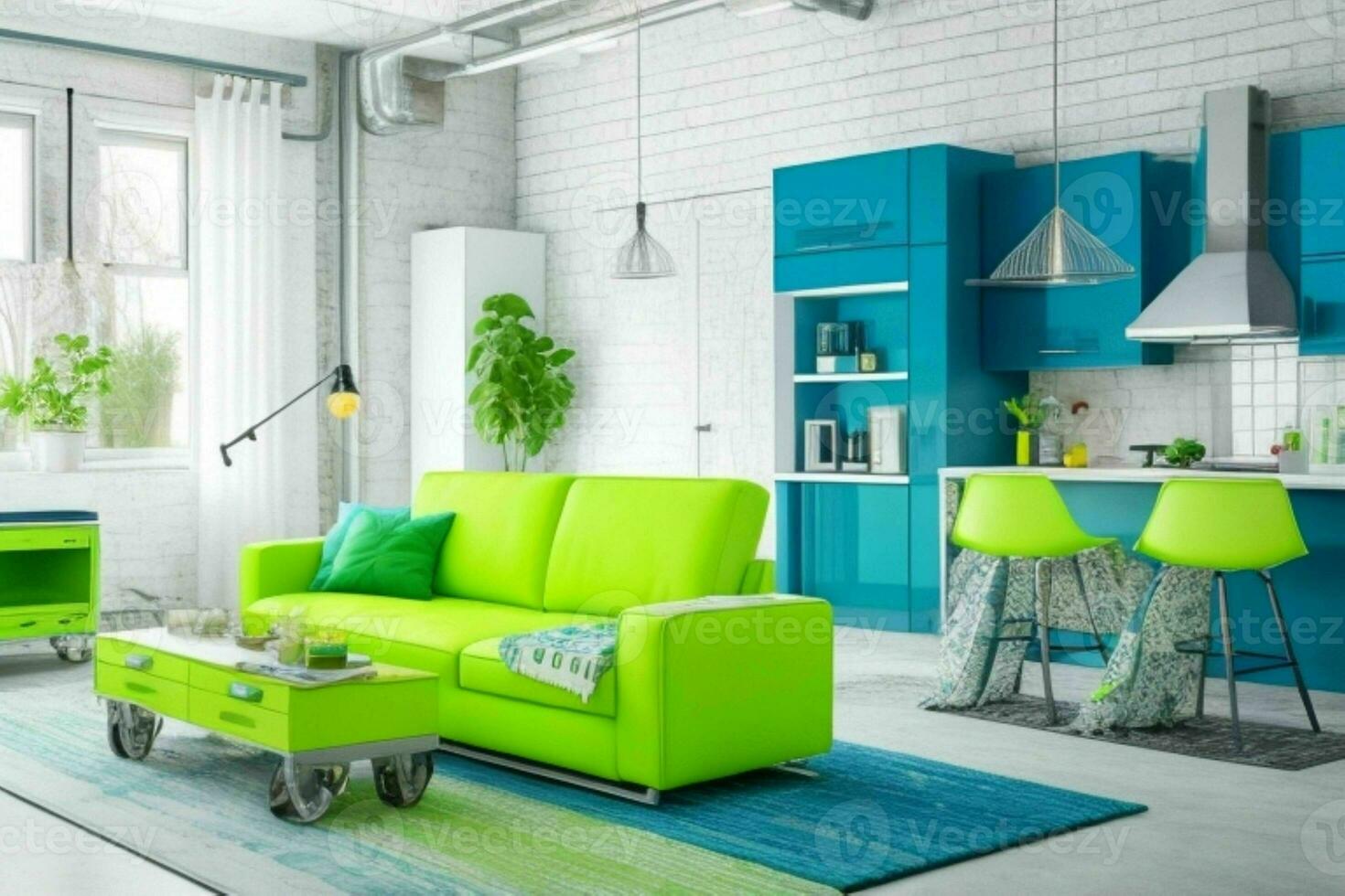 modern industrieel zolder leven kamer huis interieur. pro foto