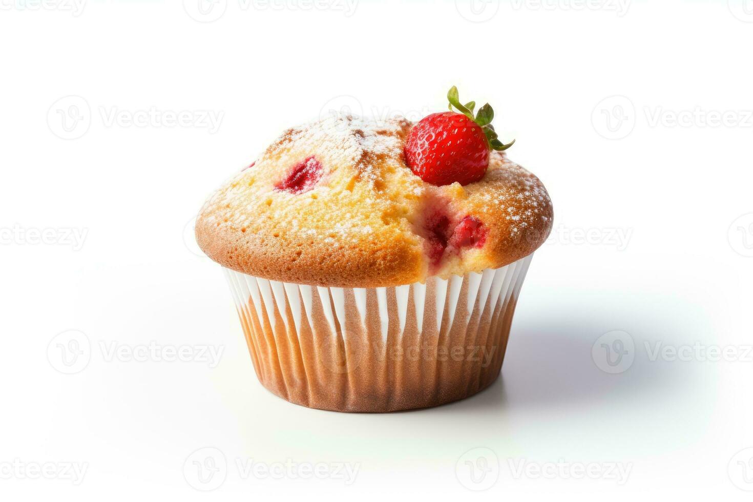 een aardbei muffin wit achtergrond foto