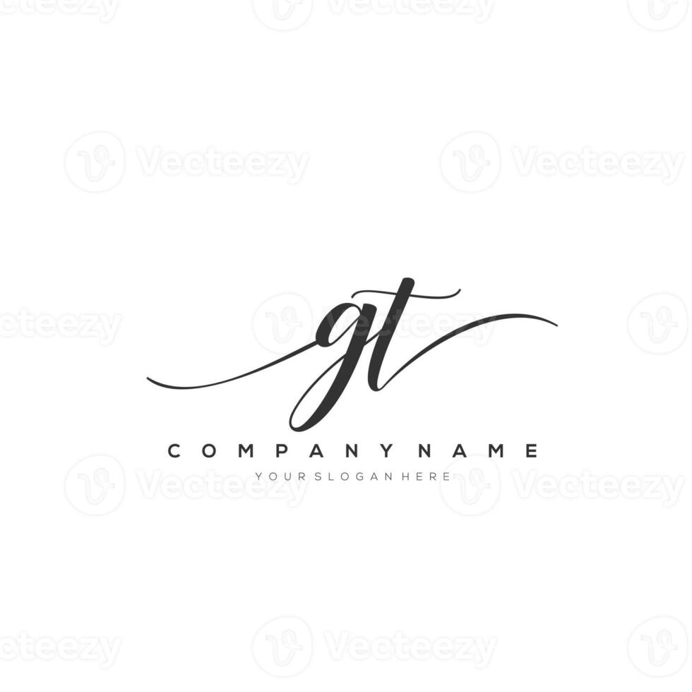 eerste brief gt logo, bloem handschrift logo ontwerp, vector logo voor Dames schoonheid, salon, massage, kunstmatig of spa merk kunst. foto