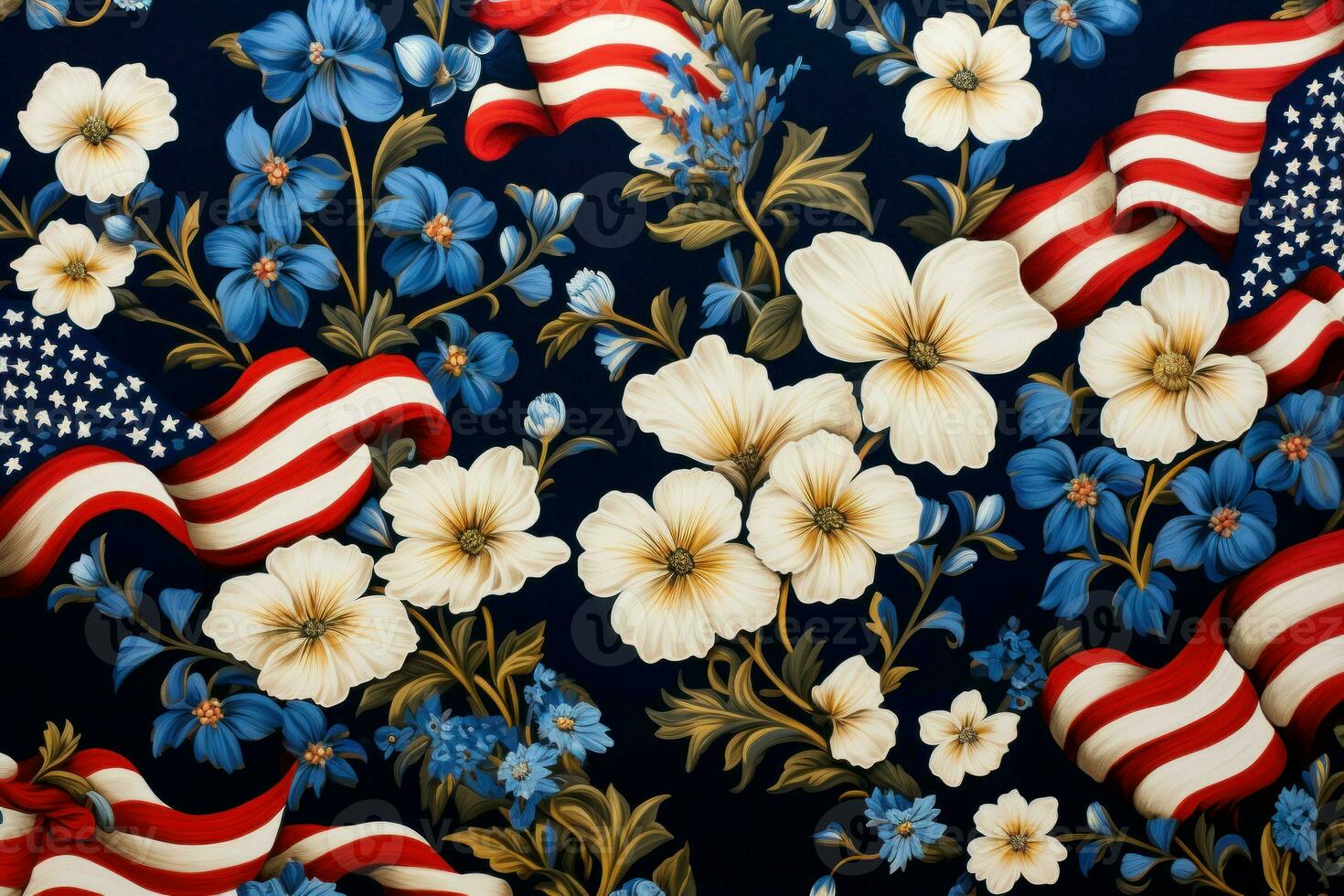 patriottisch Amerikaans vlag bloemen. genereren ai foto