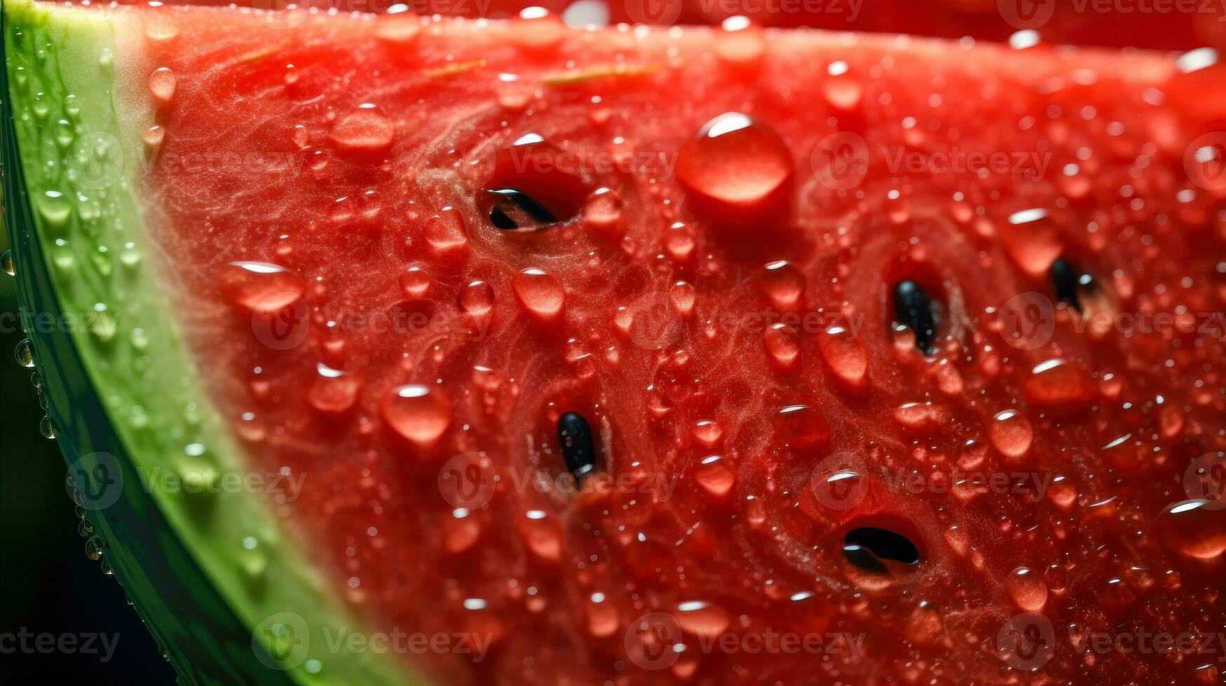 watermeloen plak met water druppels ai generatief foto