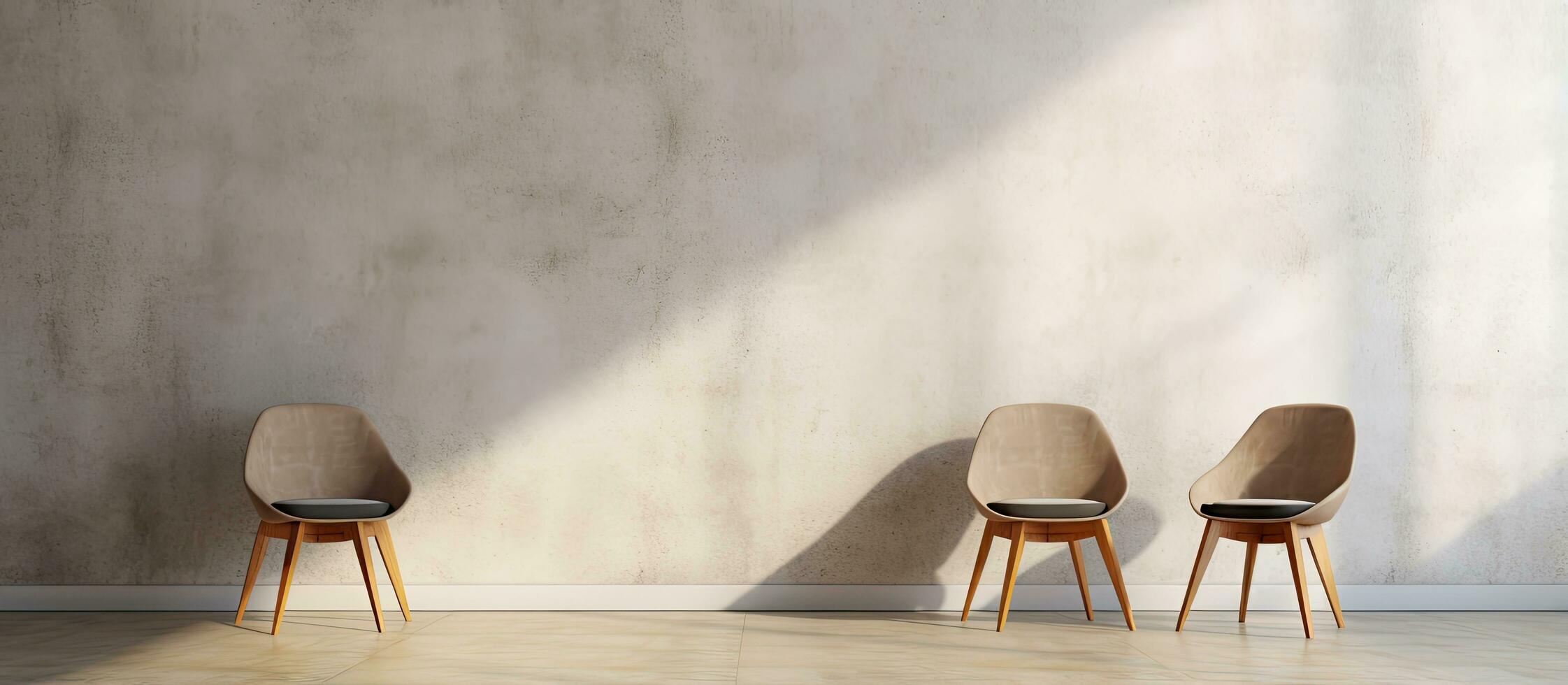 stoel en houten verdieping in beton interieur met twee blanco muren ing foto
