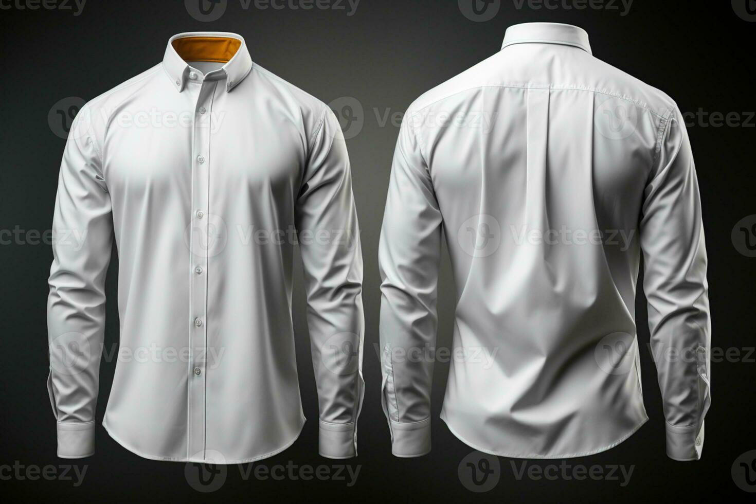 voor-achter collared overhemd mockup 3D-gerenderd, blanco tee ontwerp ai gegenereerd foto