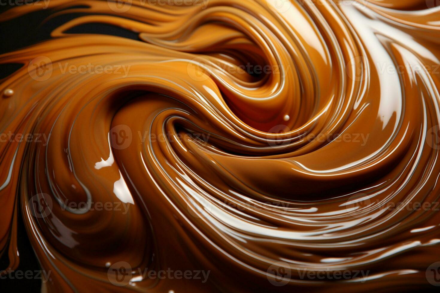 artistiek cacao meesterwerk detailopname visie van een gesmolten chocola kolken ai gegenereerd foto