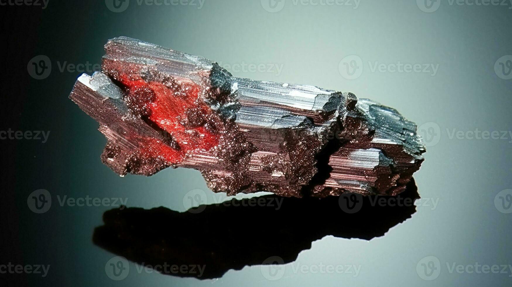 abelsoniet is een bijzonder kostbaar natuurlijk geologisch steen Aan een helling achtergrond in een laag sleutel, isoleren. ai gegenereerd. foto