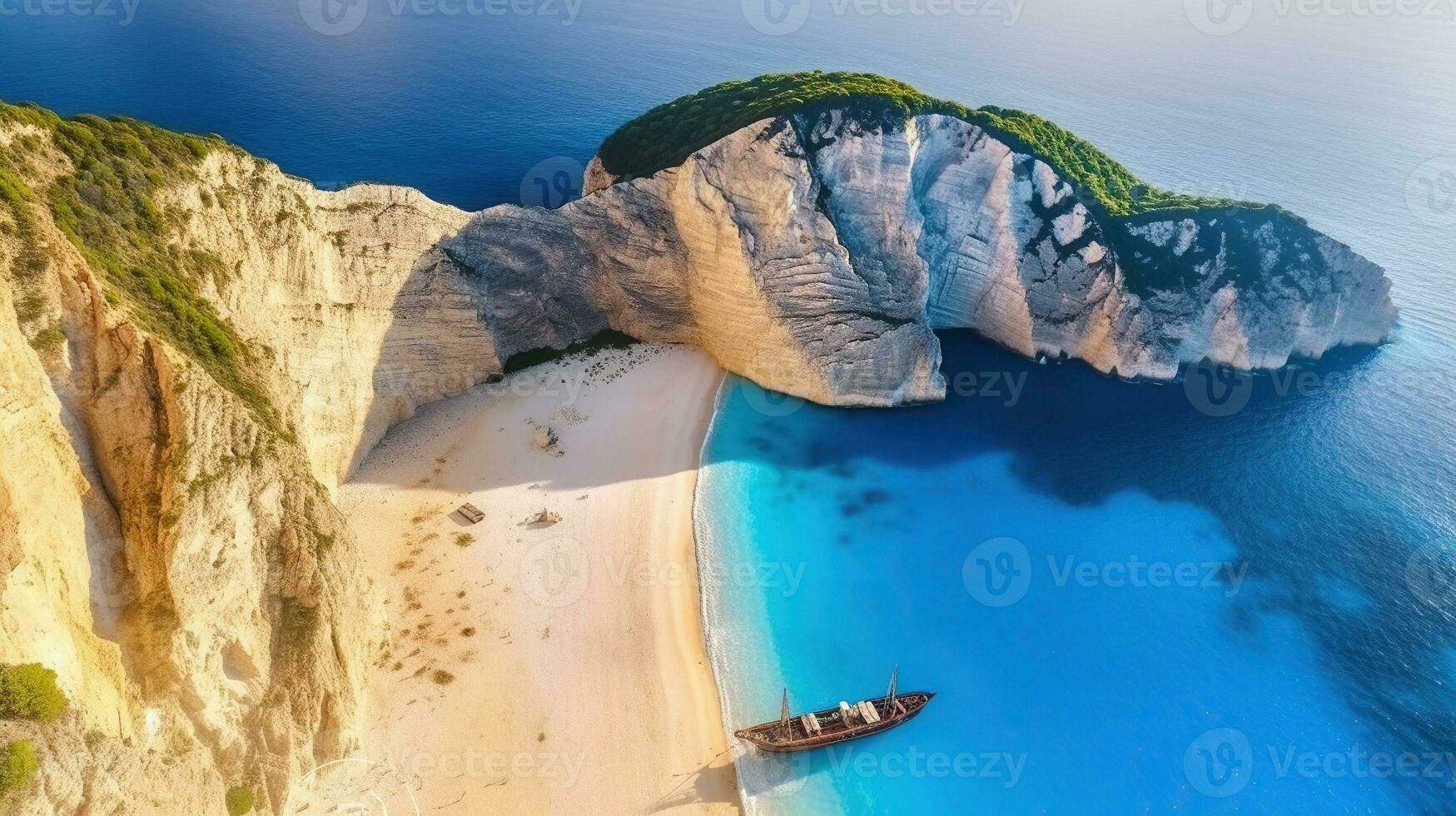Ionische eilanden, zakynthos, navagio strand. Griekenland. generatief ai foto
