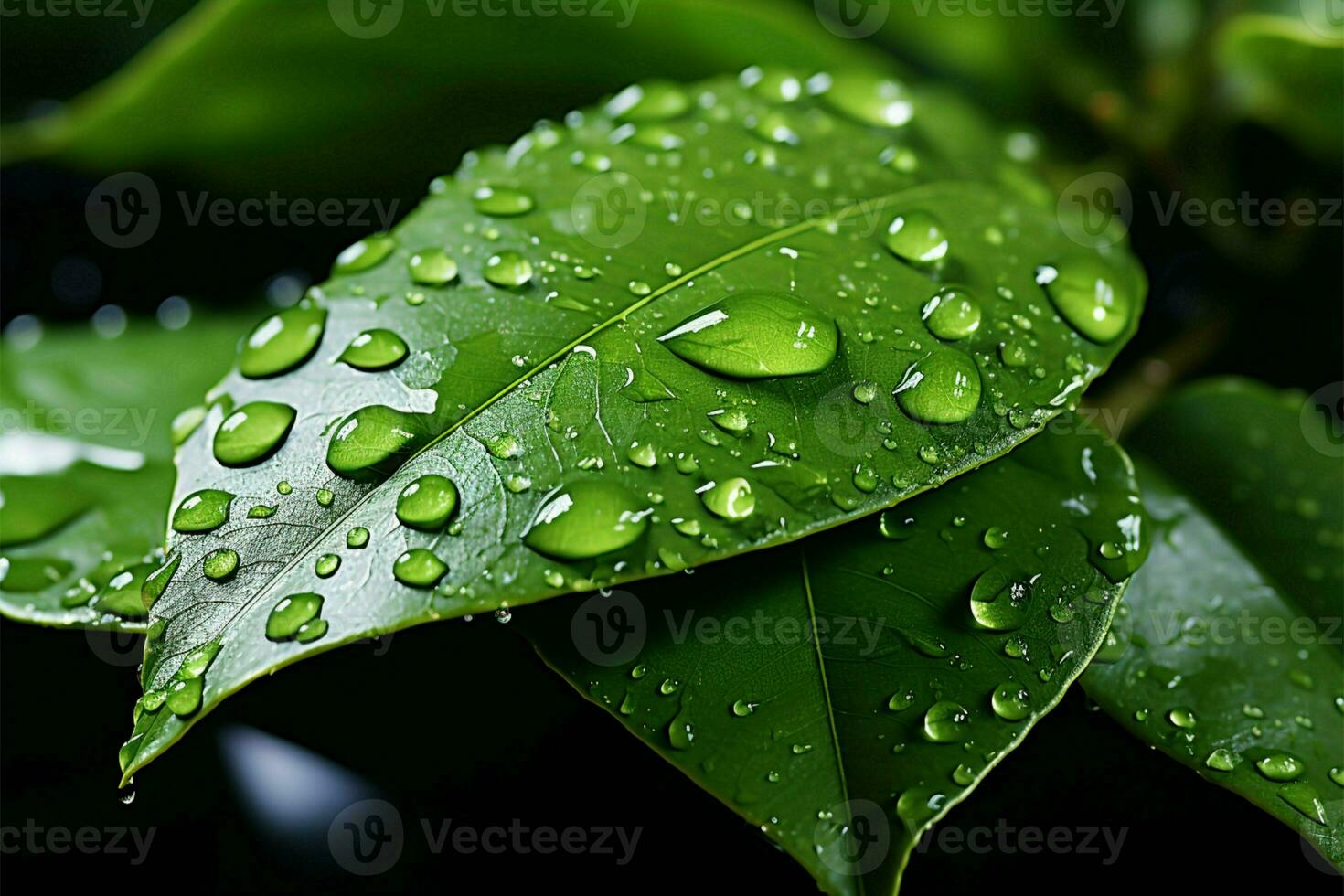 detailopname vastleggen druppeltje uitglijden uit blad ai gegenereerd foto