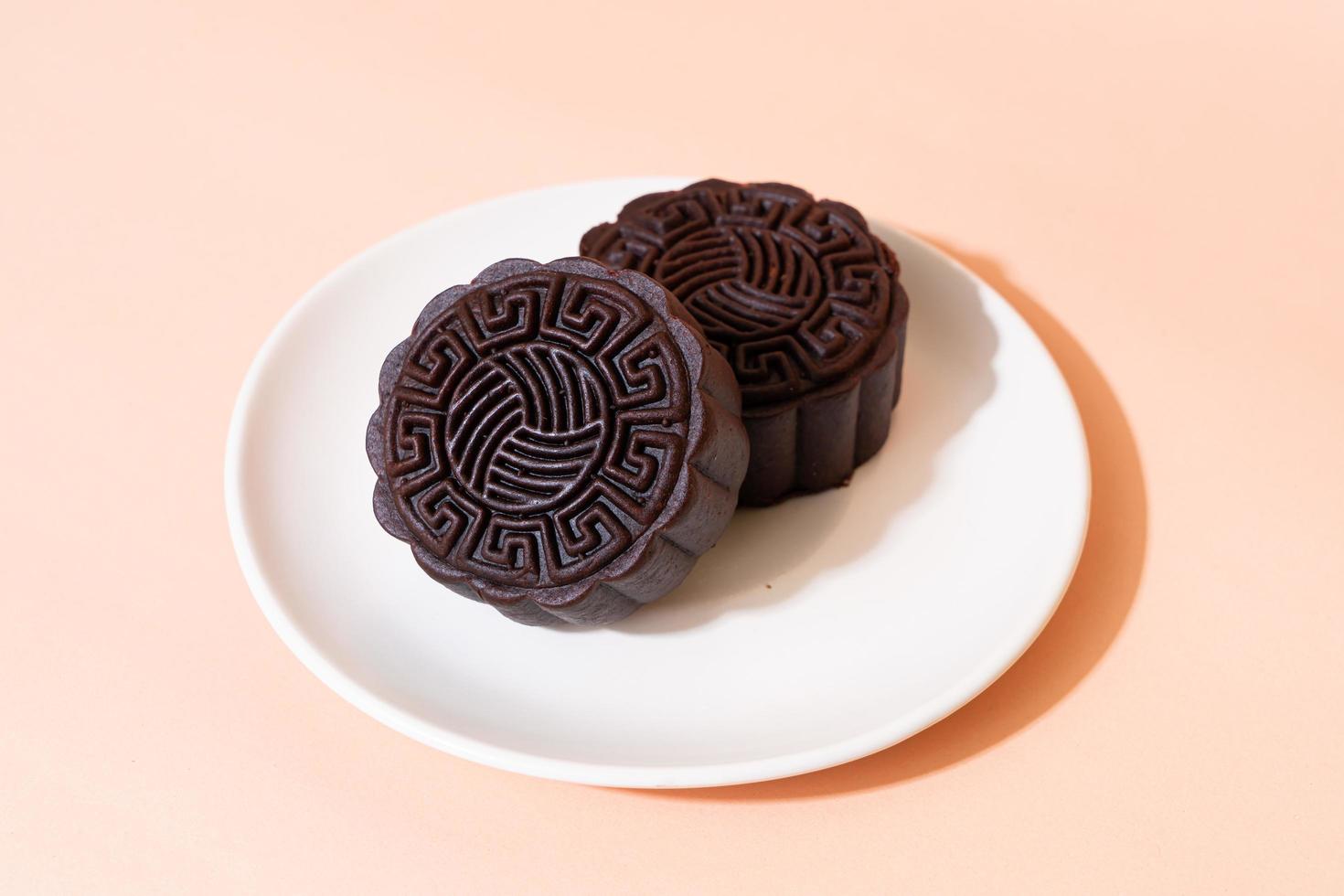 chinese moon cake pure chocolade smaak voor mid-herfst festival foto