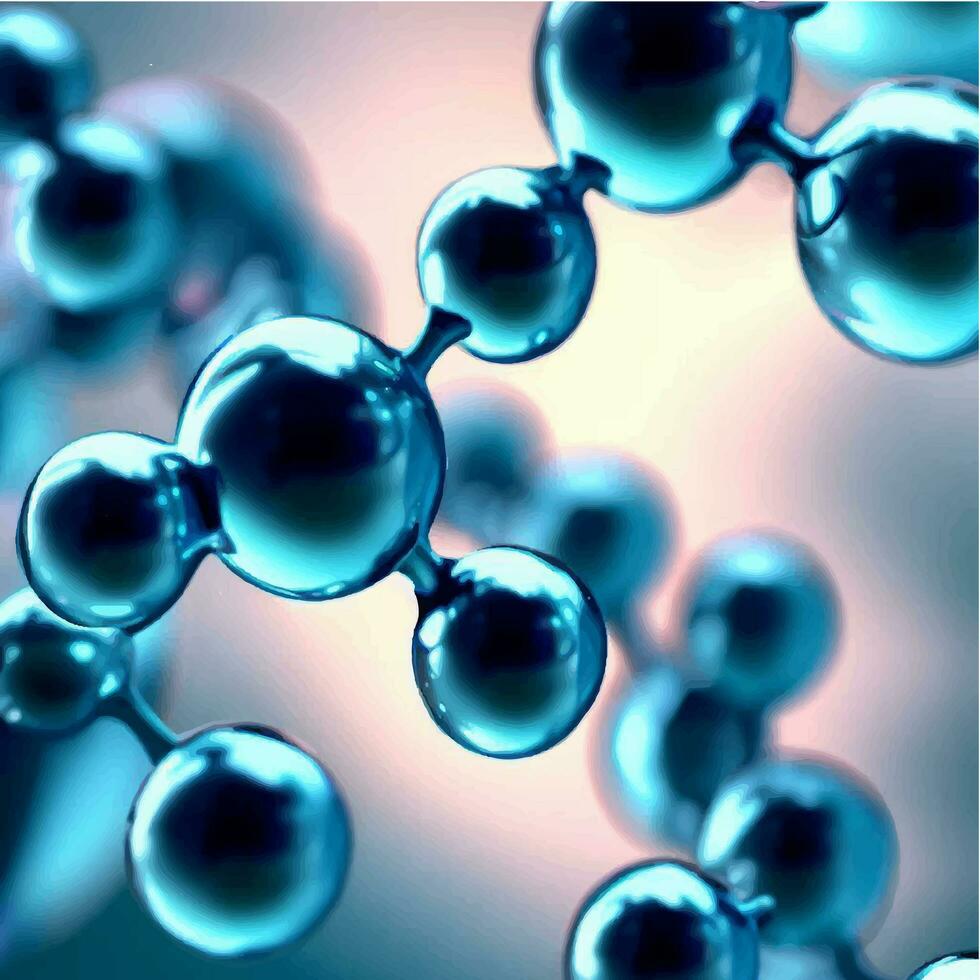 vector kunstmatig essence, vloeistof bubbel, molecuul antioxidant van vloeistof bubbel Aan water 3d achtergrond. foto