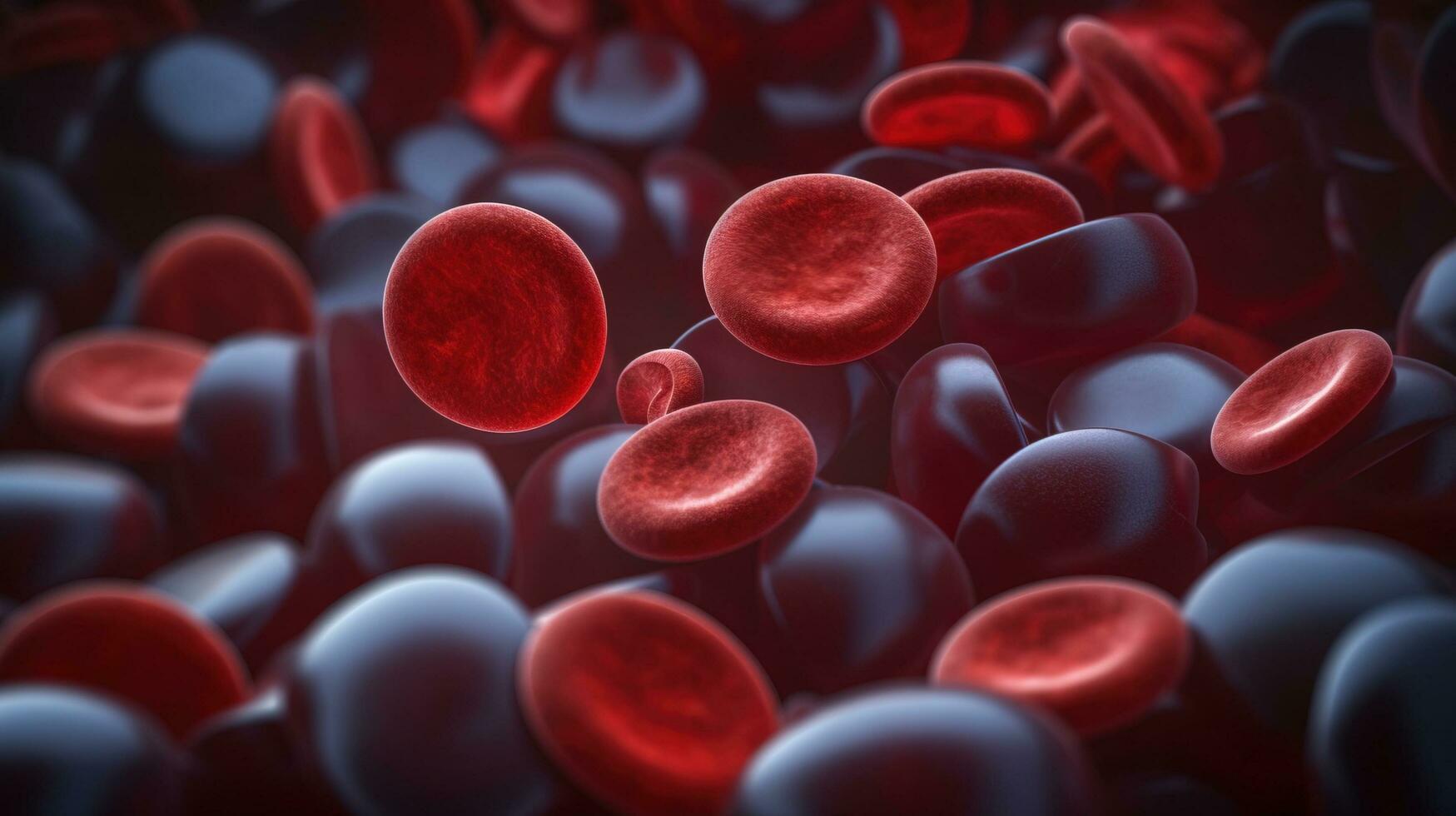 macro bloed cellen, leukocyten, erytrocyten, bloedplaatjes in plasma. menselijk anatomie. ai gegenereerd. foto