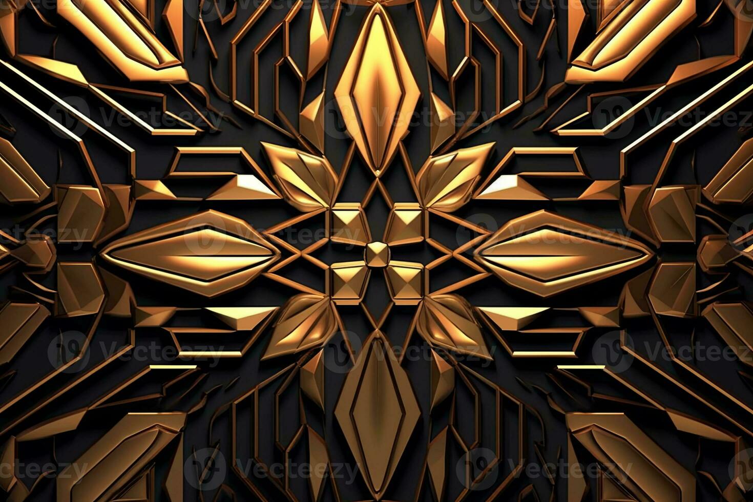 abstract 3d ontwerp met goud en zwart kleuren generatief ai foto