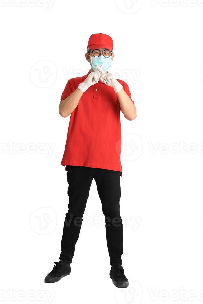 Aziatische boodschapper met masker foto