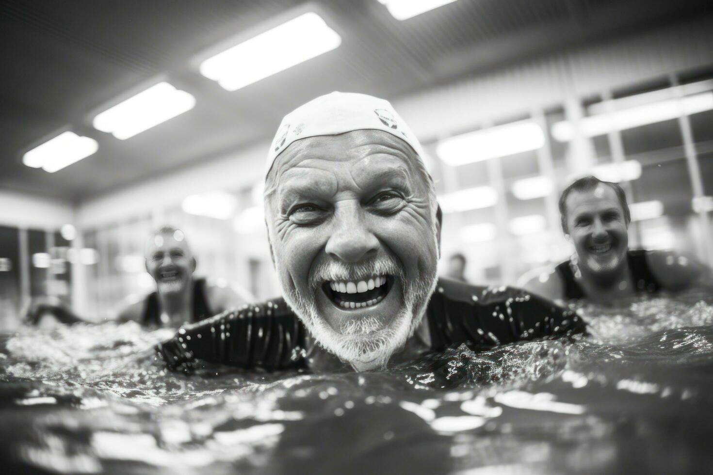 ouder mensen in zwemmen zwembad foto