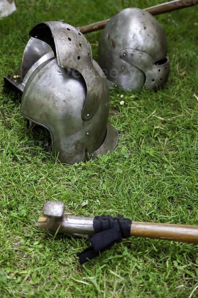 middeleeuwse pantserhelm foto