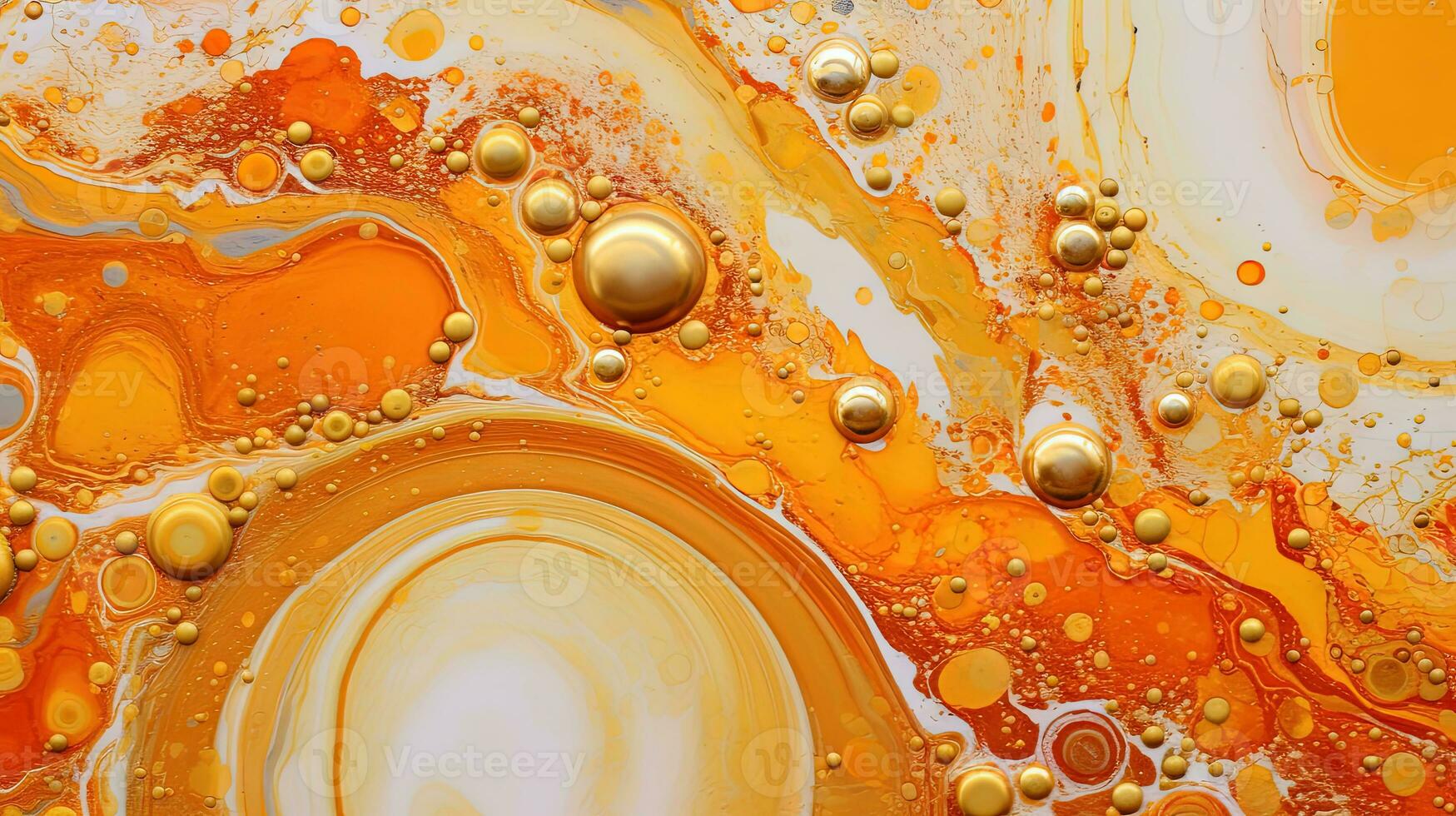 abstract artistiek achtergrond met oranje marmeren en gouden verf vlekken. gegenereerd ai. foto