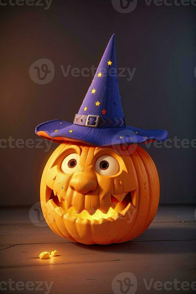 schattig 3d halloween achtergrond met pompoen jack O lantaarn foto