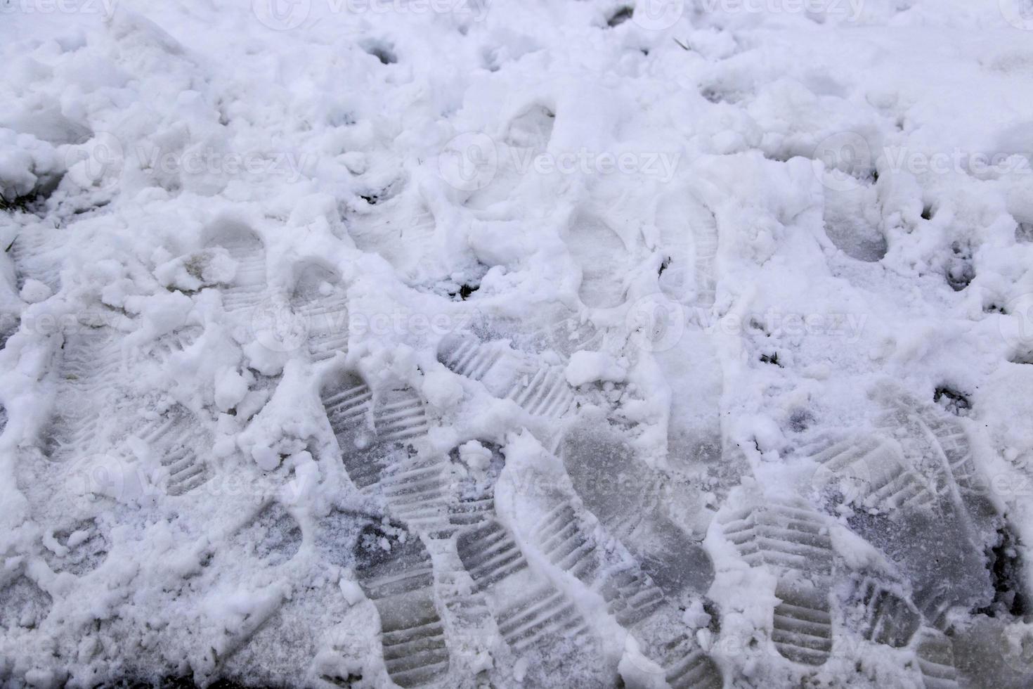 voetafdrukken voeten sneeuw foto