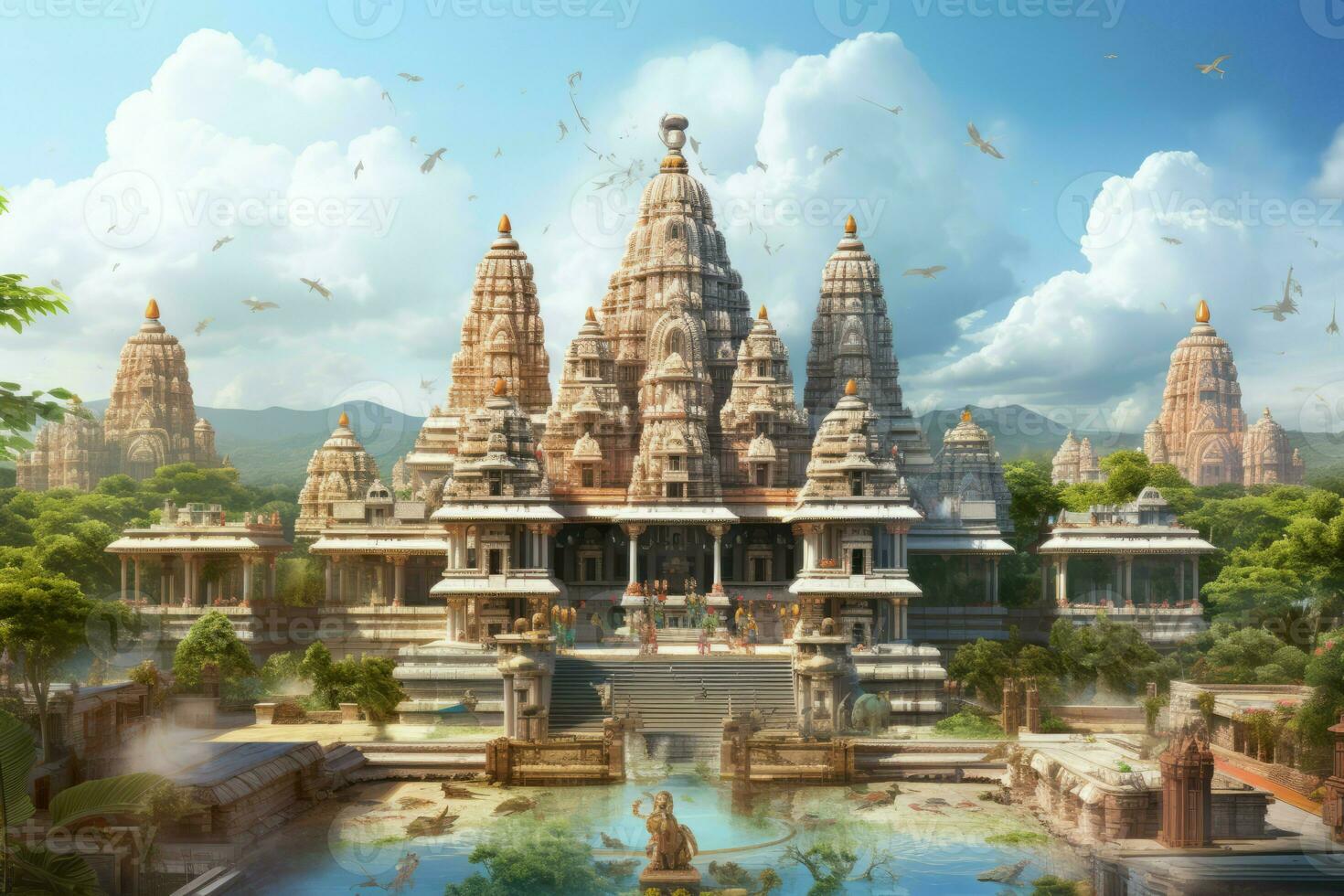 groot Indisch tempel. genereren ai foto